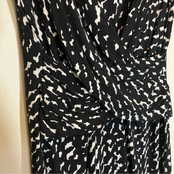 Dana Buchman midi dress, long sleeve, black/white pattern, size S, great shape - Picture 2 of 5